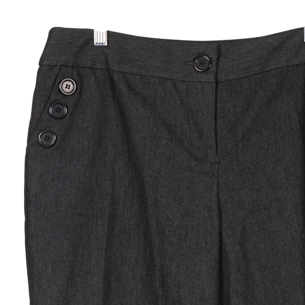 Courtenay Capri Dress Pants 14 Womens Gray Button Accent Pockets Cotton Blend - Picture 2 of 6